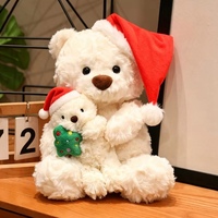 Ours en peluche personnalisé pour Noël, ours blanc avec bonnet de Père Noël, ours en peluche à câliner, fabriqué à partir de photo