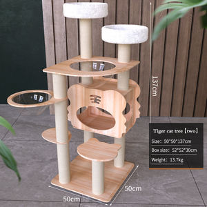 Conception de tête de tigre de panneau de densité, plate-forme de repos montée sur bol transparent, tour de chat stable de paradis de chat de structure à plusieurs niveaux - Product Image 5