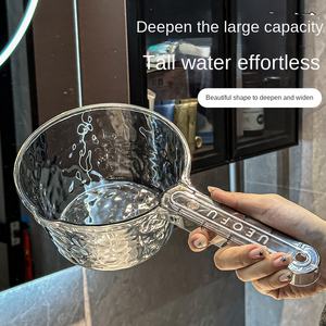 قلاب مياه منزلي سميك ومعمق مقبض طويل كبير للمطبخ ملعقة بلاستيكية مغرفة أدوات شامبو بلاستيكية شفافة - Product Image 5