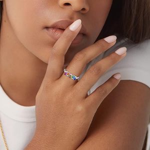 S925 sterling silver cluster <b>ring</b> Round brilliant cut <b>crystal</b> Rhinestones pave setting Women's classic everyday wear - Product Image 4