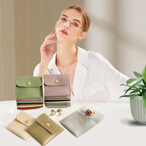PUPPYSEW Wholesale 40pcs PU Jewelry Pouch Bag High Quality Leather Bag With Button Necklace Ring Earring Package Bag <b>NO</b> <b>Logo</b> - Product Image 6