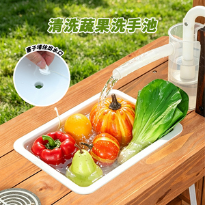 Jouets de <span class=keywords><strong>cuisine</strong></span> éducatifs pour enfants : Cabane en bois avec bac à sable extérieur et système de circulation d'eau, pour garçons et filles - Product Image 6
