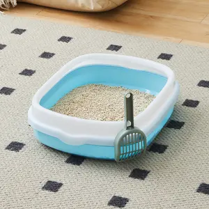 2024 Pet Products Pet Cleaning Semi-enclosed Plastic Cat Toilet Splash-proof Cat Litter Box