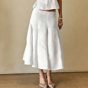 Falda Midi Blanca de Encaje para Mujer, Cintura Alta, Plisada, Fluida, Estilo Veraniego, para Oficina, Casual y Elegante, Moda 2026 - Product Image 4