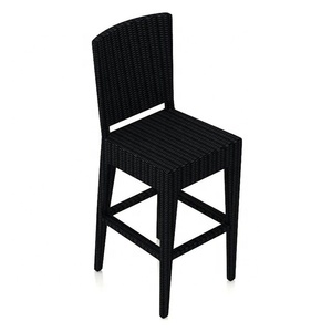 Restaurante Silla alta de ratán negro Taburete de barra de mimbre al aire libre con respaldo Juegos de muebles de jardín al aire libre - Product Image 2