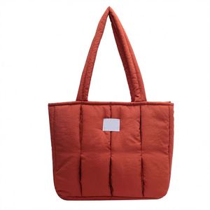 Wholesales Factory Custom Logo Large Capacity Puffer Handbag Daily Use Women Soft <b>Nylon</b> Quilted <b>Tote</b> Bag - Product Image 1