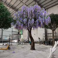 Bunga Wisteria Ungu Sutra Berkualitas Tinggi 5m*4m, Pohon Wisteria Buatan untuk Dekorasi Rumah, Taman, Pernikahan, Komersial, Dapat Disesuaikan