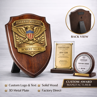 Trophée commémoratif personnalisé avec logo, plaque en bois et en métal vierge pour cérémonie, souvenir d'anniversaire d'école de football, certificat