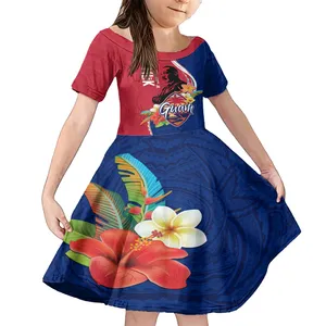 Vestido de manga corta personalizado de Guam Martin Luther King Jr Day para niñas, envío directo, Impresión de logotipo, vestidos de vacaciones para niños