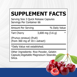 Best Sales Tart Cherry Extract Capsules with Tart Cherry Supports Exercise Recovery Support for Muscle Health Function Capsules - Product Image 2