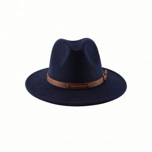 Chapeau Fedora unisexe en feutre à large bord, élégant, sur mesure, pour l'extérieur, décontracté, broderie 3D, quatre saisons - Product Image 6