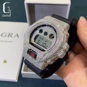 Boîtier de montre en moissanite Iced Out, <span class=keywords><strong>lunette</strong></span> DW6900, cadran diamanté, pièce de montre en argent sterling 925, moissanite VVS, passe le testeur de diamant - Product Image 2