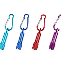 Nouveaux porte-clés en métal avec logo personnalisé, mini lampe torche, porte-clés torche, outil de sécurité d'urgence pour l'extérieur