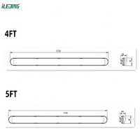 Lampu LED Tri-Proof IP66 4FT 36W 5000lm 5000K Putih Hangat untuk Toko/Gudang