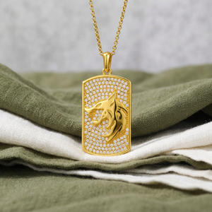 Pendentif RAMDUT IMPEX Chien Loup Glacé en Moissanite Argenté, Style Hip Hop Luxe, Certifié GRA, pour Soirées et Événements, Bijou Tendance Bling - Product Image 2