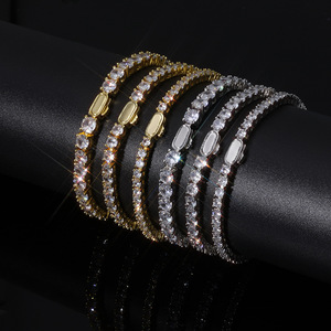 Bracelet tennis en moissanite glacée VVS, argent sterling 925 plaqué or 18 carats, ligne continue de moissanite, style hip-hop, bracelet de poignet glacé - Product Image 2