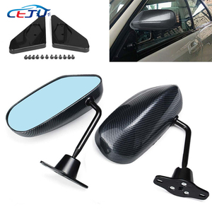 1 Par de Espelhos Retrovisores Universais de Fibra de Carbono Azul para Carros, Estilo <span class=keywords><strong>F1</strong></span>, Espelho Lateral de Corrida com Vidro e Suporte Metálico de Ângulo Amplo - Product Image 5