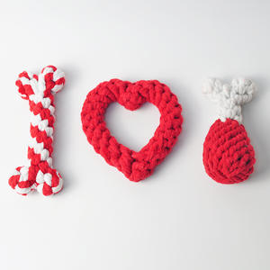 Kırmızı kalp pamuk halat Pet köpek çiğnemek sevgililer günü pamuk halat oyuncak interaktif Pet köpek çiğneme oyuncak seti peluş Chew oyuncaklar - Product Image 2