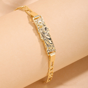 Bracelet chaîne plaqué or avec pendentif religieux Saint Jude pour cadeau - Product Image 5