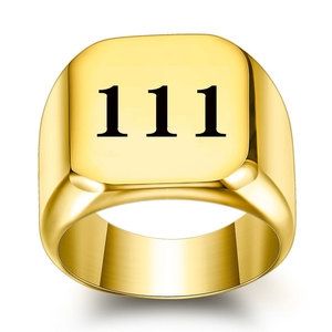 Anillo Cuadrado para Hombre de 18 mm con Número 111 Grabado con Láser, Estilo Vintage, Joyería de Regalo - Product Image 1