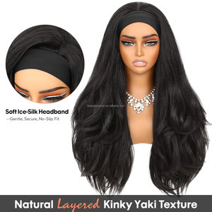 JAMBALAYA Perruque synthétique à bandeau, <span class=keywords><strong>cheveux</strong></span> afro raides et crépus noirs, 24-26 pouces, résistante à la chaleur, pour femmes noires - Product Image 5
