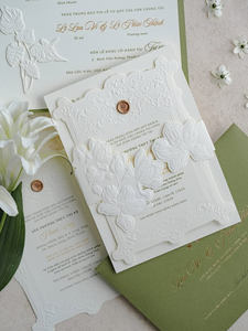 Magnifiques boîtes d'invitation florales personnalisées <span class=keywords><strong>de</strong></span> luxe avec gaufrage à sec, monogramme en feuille d'or et gaufrage en relief pour <span class=keywords><strong>mariage</strong></span> - Product Image 6