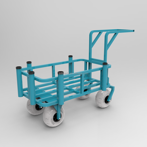 Carrello da Pesca in Alluminio e Plastica, Carrello da Spiaggia con Ruote, Piattaforma Portapacchi, Carrello a Mano a Quattro Ruote, Capacità di Carico 100KG - Product Image 4