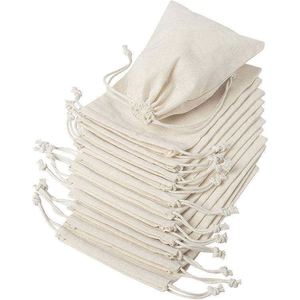 Sac en coton écologique personnalisé avec logo imprimé, sac en toile de coton calicot à cordon double, vente en gros - Product Image 3