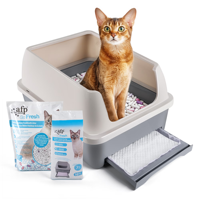 Ensemble de litière pour chat AFP avec granulés de litière et tapis absorbant jetables, excellente boîte à litière anti-odeurs pour maisons multi-chats