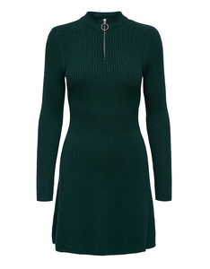 Robe pull en laine côtelée simple pour femme, coupe trapèze, avec fermetures éclair (ODM) - Product Image 2