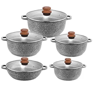 2024 Hot Selling Luxury Induction Bottom Aluminum Non Stick Metal Cooking Pot Set Cookware Set Kitchen Utensils