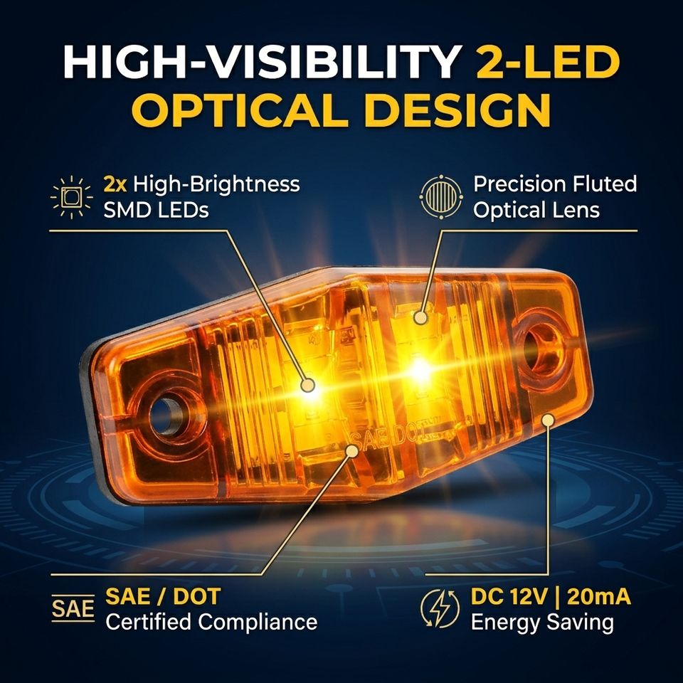Replacing Rv Lights With Led 12V LED Trailer Tail Marker Lamp 2 LED Red Amber SAE DOT IP67 ...