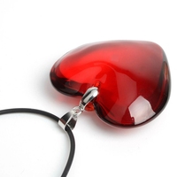 43mm Rouge Amour Coeur Cristal Perle Pendentif Collier pour Femmes Lien Chaîne Amant Fille Cadeau À La Mode Sautoir Halskette