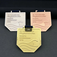 Médaille vierge en alliage de zinc multi-formes de qualité supérieure, finition polie, personnalisable avec gravure laser au centre, pour événements sportifs et récompenses d'entreprise