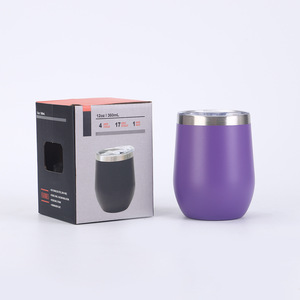 Vaso de acero inoxidable de 12 oz con doble pared aislante para vino y huevos, para uso en viajes al aire libre. - Product Image 3