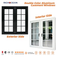Ventanas Abatibles de Aluminio Estilo Francés RICHOCEAN, Impermeables, Resistentes al Viento, con Vidrio de Ahorro Energético
