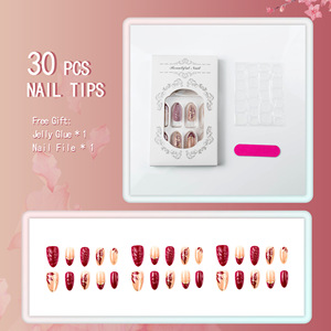 <span class=keywords><strong>Uñas</strong></span> Postizas Personalizadas al por Mayor, <span class=keywords><strong>Uñas</strong></span> en Forma de Almendra con Pegamento, <span class=keywords><strong>Uñas</strong></span> Adhesivas para Mujer, Diseño Dorado en Relieve con Detalles de Perlas - Product Image 5