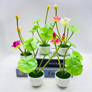 Plantes artificielles en pot de lotus Qi Xing, 25 cm, verdure en plastique pour la décoration intérieure, commerce électronique transfrontalier - Product Image 1
