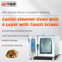 Four combiné commercial en acier inoxydable à 6 plateaux, four à vapeur multifonctionnel pour la cuisson du poulet et de la viande
