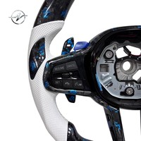 Volant sport en fibre de carbone YZ à 3 branches avec boutons multifonctions et palettes de changement de vitesse, couleurs de surpiqûres personnalisables pour E92
