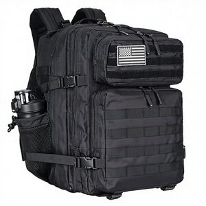 Mochila Táctica de Lona de 45L, Estilo MOLLE, Impermeable, para Campismo, Senderismo, Entrenamiento, Color Negro - Product Image 1