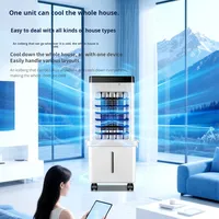 Ventilateur d'air froid portable pour la maison, alimenté par courant alternatif, 3 vitesses, double commande, avec 4 roues, pulvérisation, sur pied, refroidisseur d'air intelligent