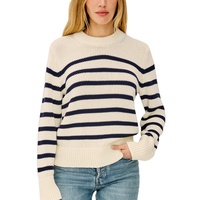 Großhandel Maßgeschneiderte Strickwaren-Hersteller Pullover Lässiger Gestreifter Extra Langarm-Pullover Gestrickter Rundhals-Pullover für Damen