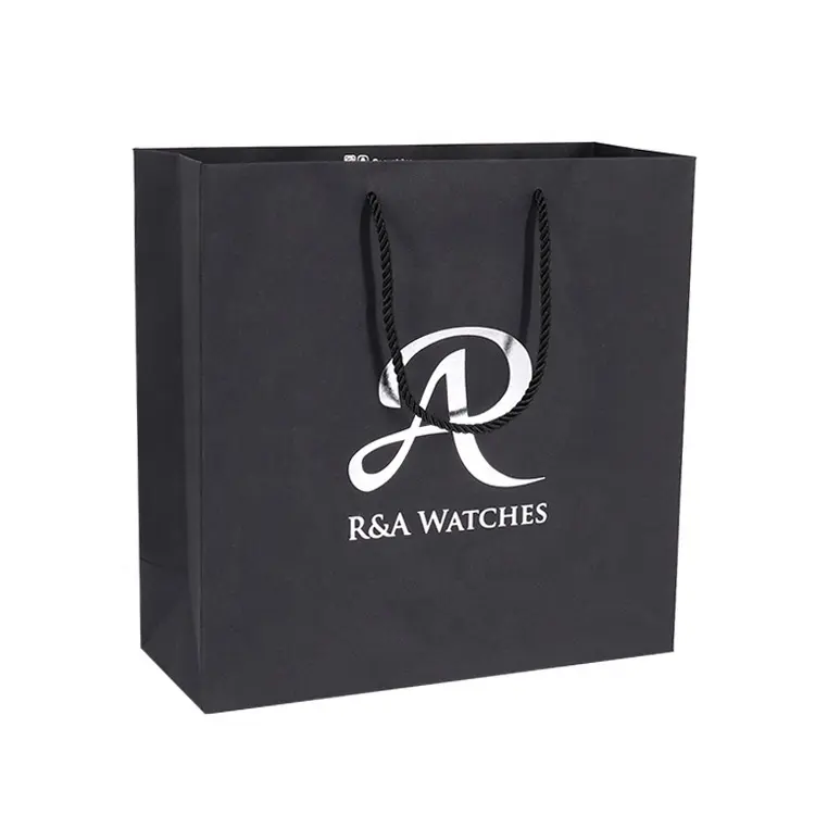 Großhandel Custom Famous Craft Brand schwarzes Papier Shopping Paper Bag mit Ihrem eigenen Logo