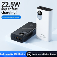 Batterie externe haute capacité 30000 mAh à succès avec quatre sorties USB Type-C, charge rapide PD 22,5 W et affichage LED