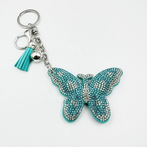 Bright Rhinestone Butterfly Keychain Alloy <b>Purse</b> Charms With Tassel Pendant Women Bag Accessories Bling <b>Key</b> Chain - Product Image 5