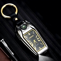 Montre en métal avec allume-cigare USB, lampe torche, boussole, montre électronique, porte-clés, coupe-vent, rechargeable, design moderne
