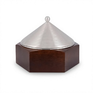 Conception incurvée à la main servant des aliments marmite décoration de table de dîner de mariage casserole en acier inoxydable servant une marmite - Product Image 1