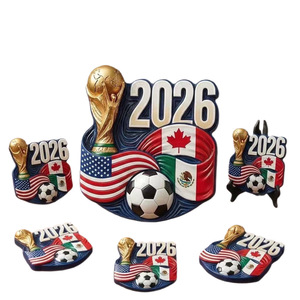 2026 pour la collection de fans de souvenirs, ornements en résine synthétique de forme géométrique, décorations, autocollants de réfrigérateur, football - Product Image 1