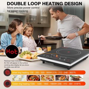 Fornello Portatile VBGK a Singolo Bruciatore 1800W, Controllo LED Touch a 8 Livelli, Fornello Elettrico con Blocco Bambini - Product Image 4